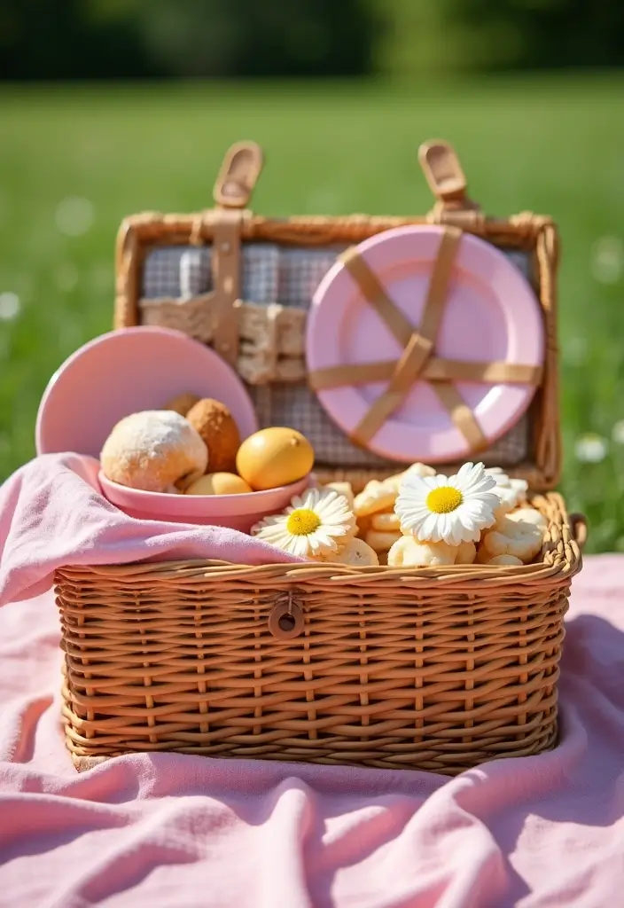 15 Pretty Pink Gift Basket Ideas for Any Occasion - 10. Pink Picnic Basket