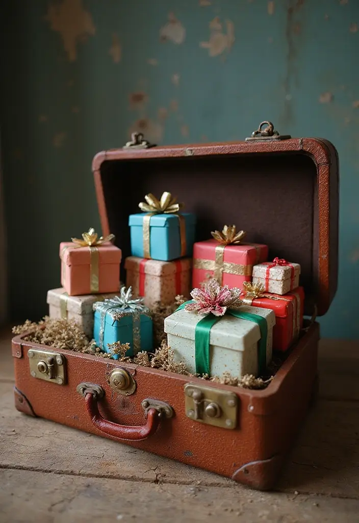 25 DIY Gift Box Ideas You Can Easily Make at Home - 12. Vintage Suitcase Gift Box