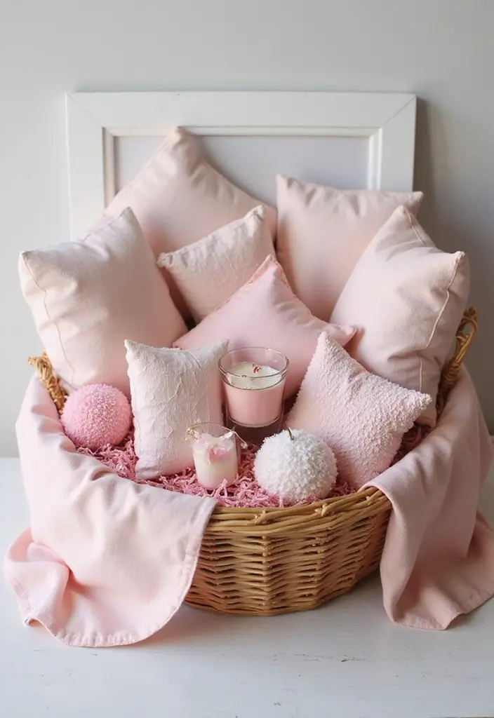 15 Pretty Pink Gift Basket Ideas for Any Occasion - 14. Pink Home Decor Basket