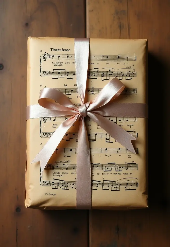 15 Unique Gift Wrapping Ideas to Wow Your Loved Ones - 4. Vintage Sheet Music Wrapping