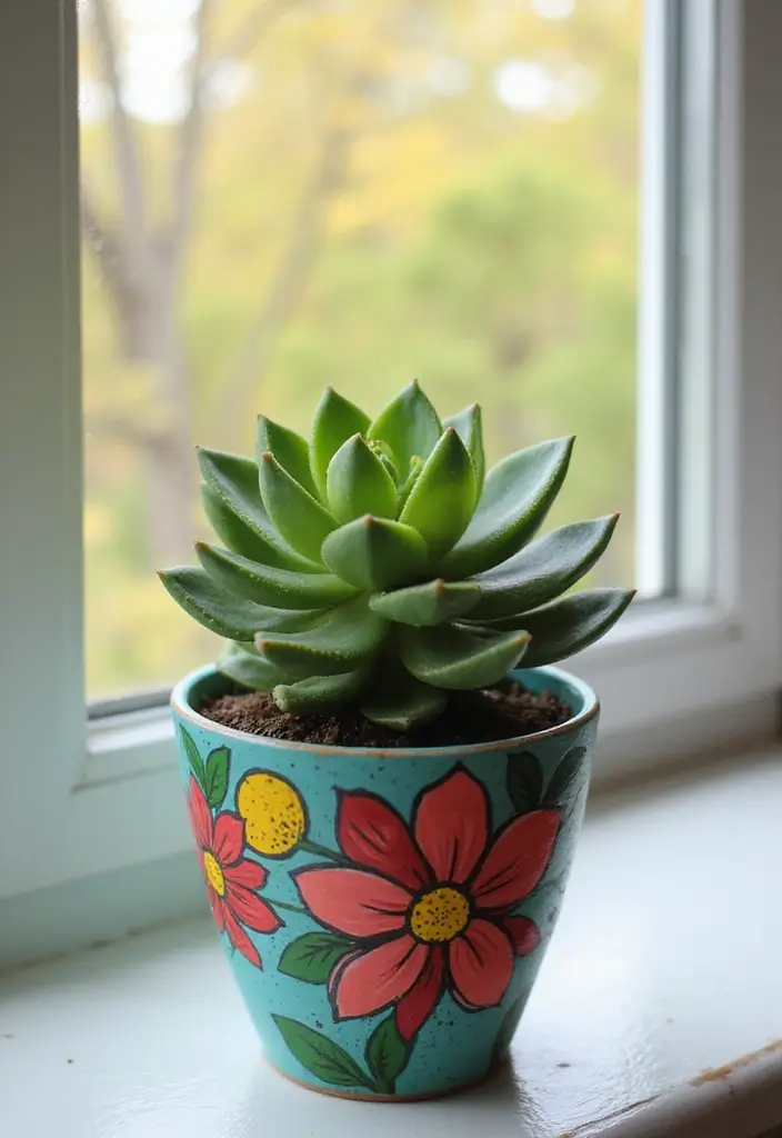20 Anniversary Gift Ideas for Husband That Show Your Love - 14. Hand-Painted Plant Pot