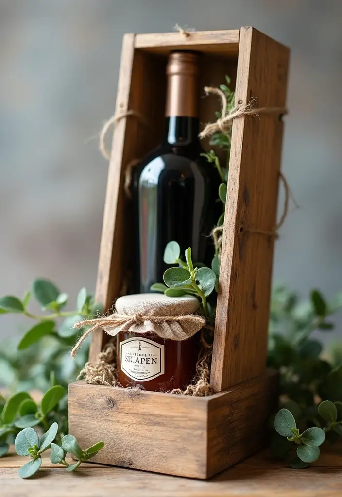 20 Creative Wine Gift Box Ideas for Any Occasion - 1. Rustic Charm Wine Box