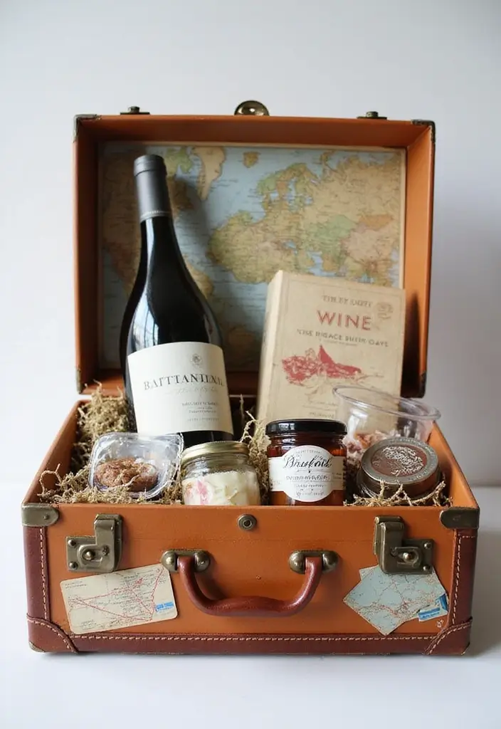 20 Creative Wine Gift Box Ideas for Any Occasion - 10. Travel-Inspired Wine Box