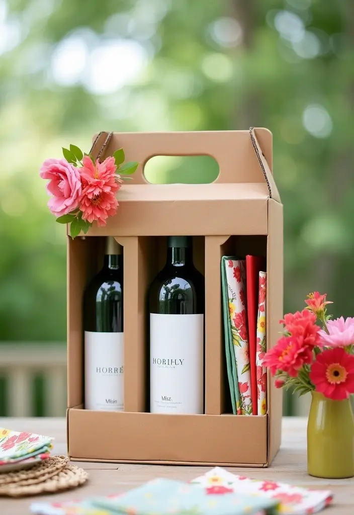 20 Creative Wine Gift Box Ideas for Any Occasion - 14. Garden Party Wine Box