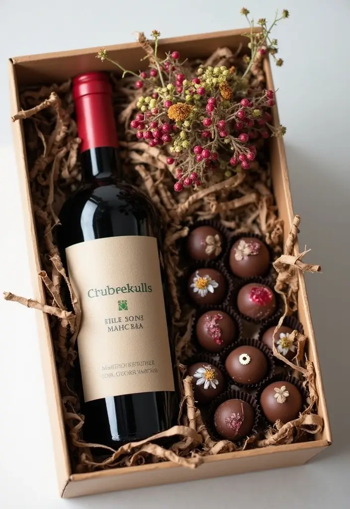 20 Creative Wine Gift Box Ideas for Any Occasion - 4. Wine and Chocolate Delight