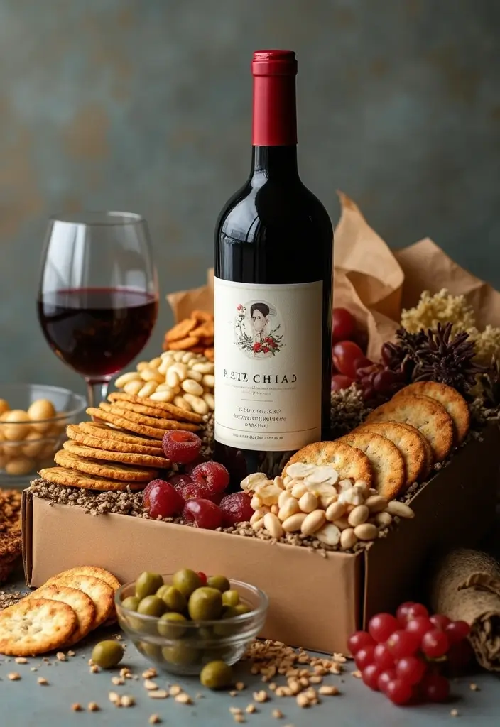 20 Creative Wine Gift Box Ideas for Any Occasion - 8. Gourmet Wine and Snack Pairing Box