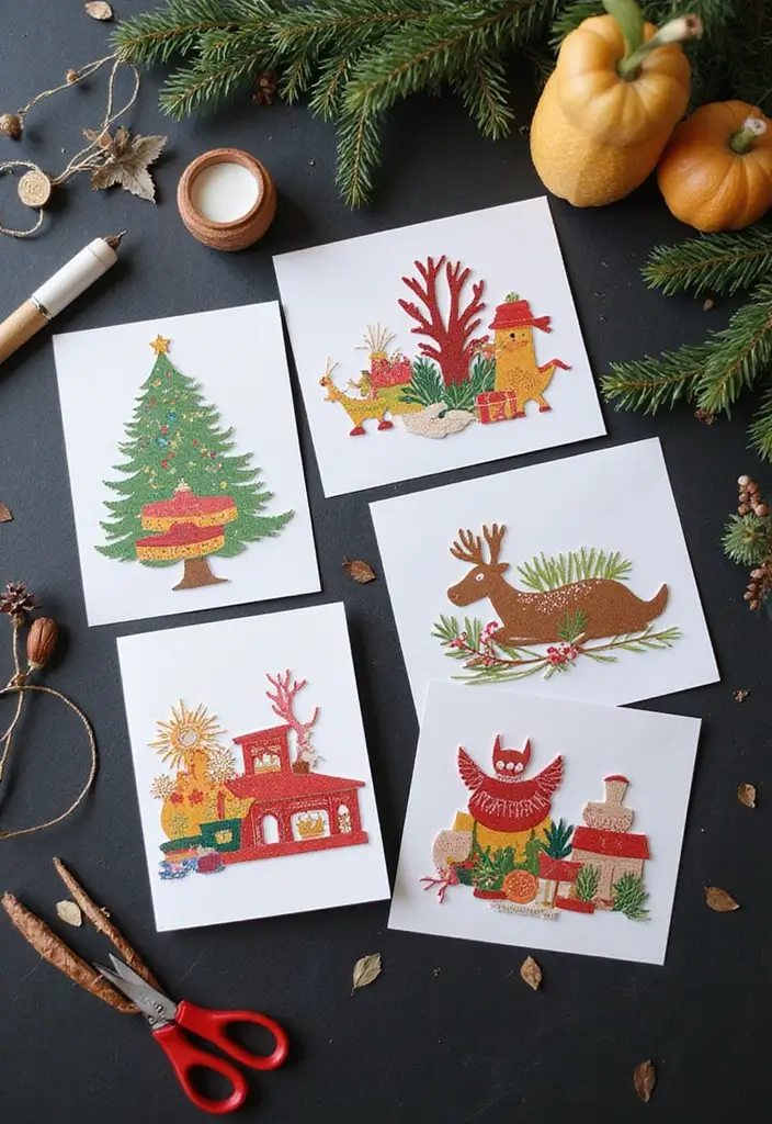 20 Easy Christmas Gift Card Ideas Anyone Can Copy - 11. Simple Silhouette Cards