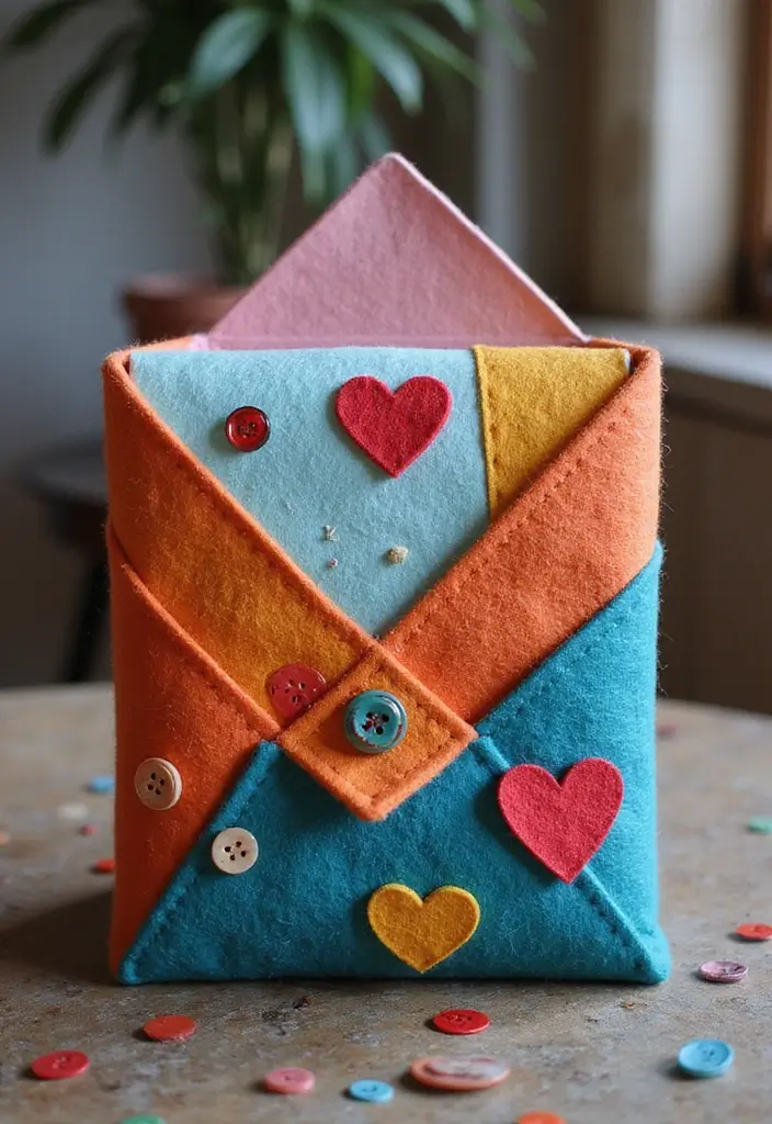 25 DIY Gift Box Ideas You Can Easily Make at Home - 21. Felt Envelope Gift Box