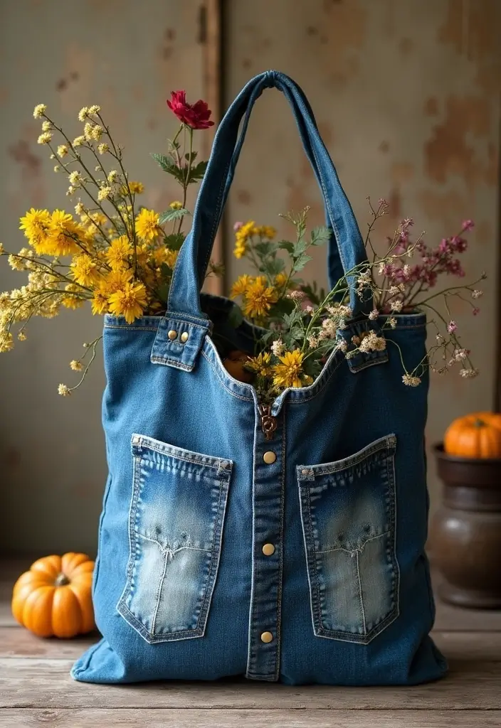 25 Anniversary Gift Ideas for Her That Feel Romantic - 15. Upcycled Denim Tote Bag