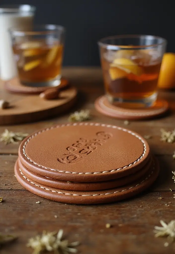 25 Birthday Gift Ideas for Husband That He’ll Actually Use - 22. Handmade Leather Coasters