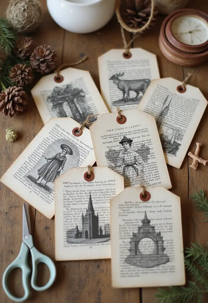 25 Creative Christmas Gift Tag Ideas You Can DIY - 11. Vintage Book Page Tags