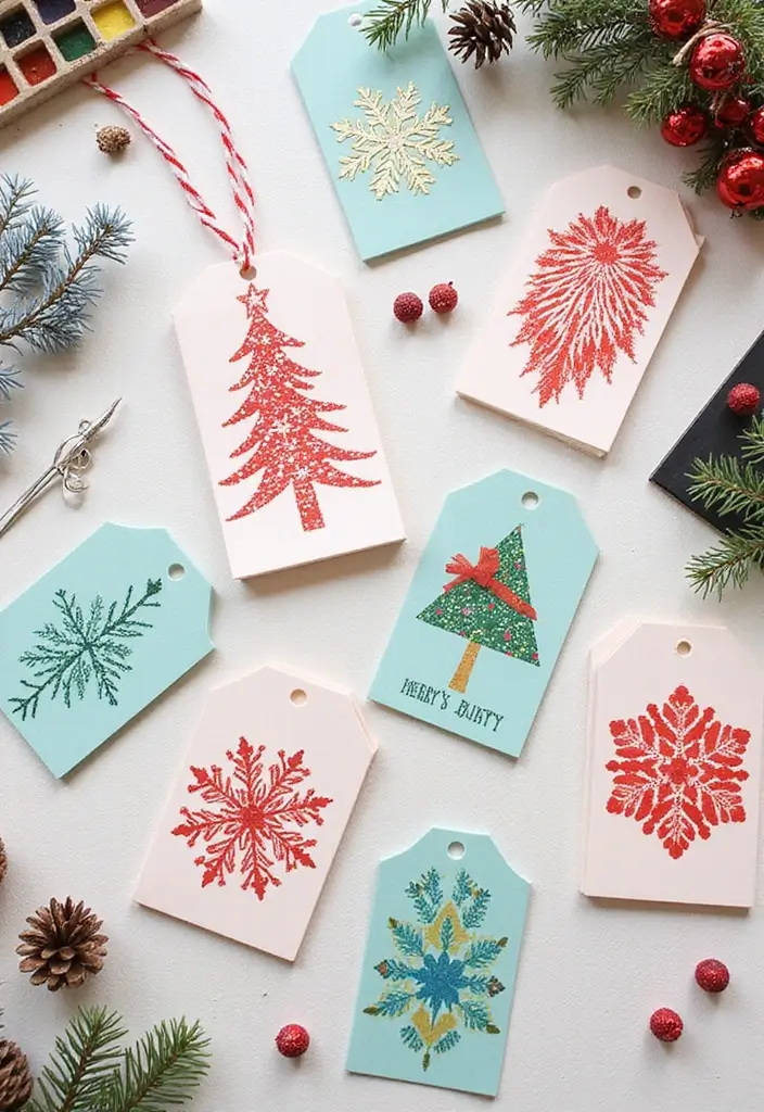 25 Creative Christmas Gift Tag Ideas You Can DIY - 12. Holiday Motif Stencils