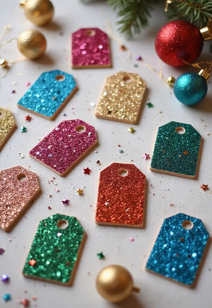 25 Creative Christmas Gift Tag Ideas You Can DIY - 15. Glitter & Glam Tags