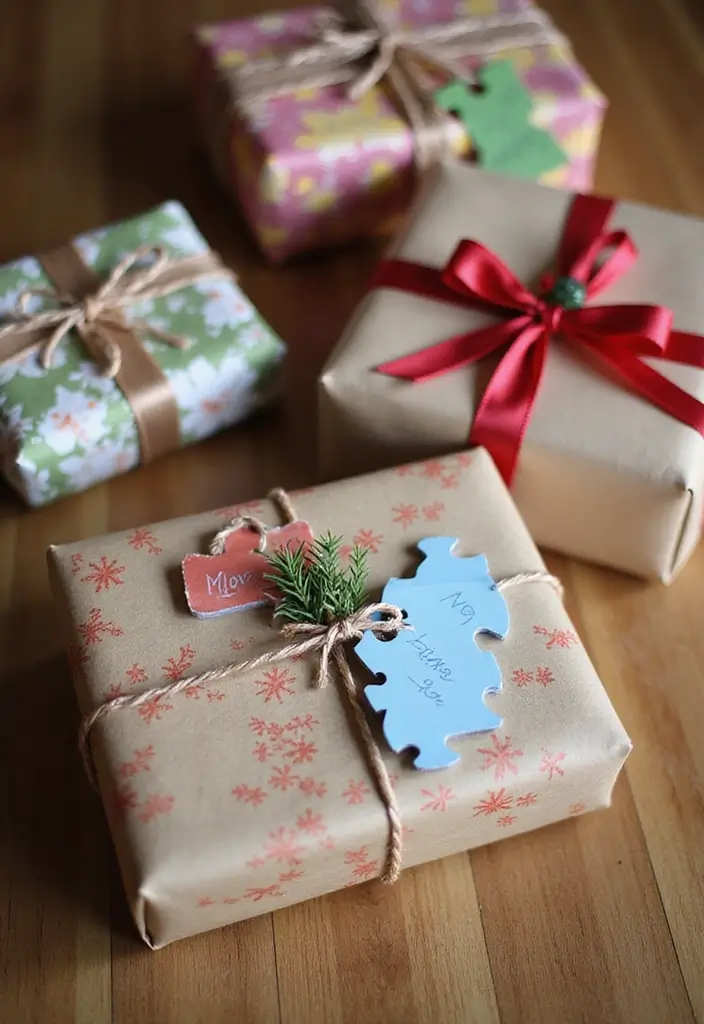 25 Creative Christmas Gift Tag Ideas You Can DIY - 17. Puzzle Piece Tags
