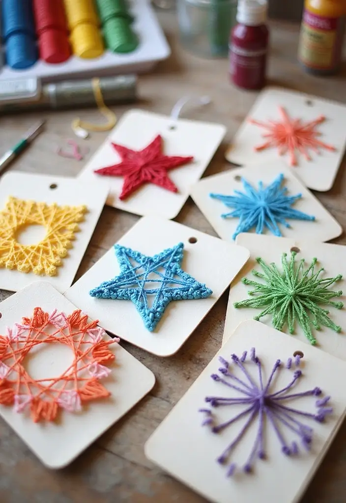 25 Creative Christmas Gift Tag Ideas You Can DIY - 18. String Art Tags