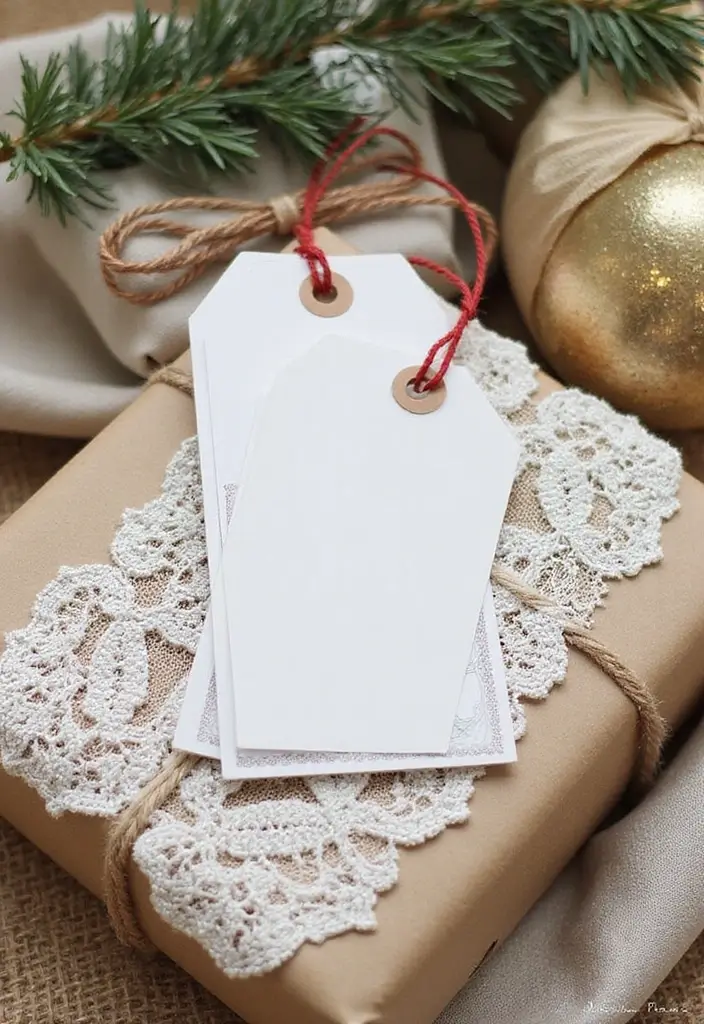 25 Creative Christmas Gift Tag Ideas You Can DIY - 22. DIY Lace Tags