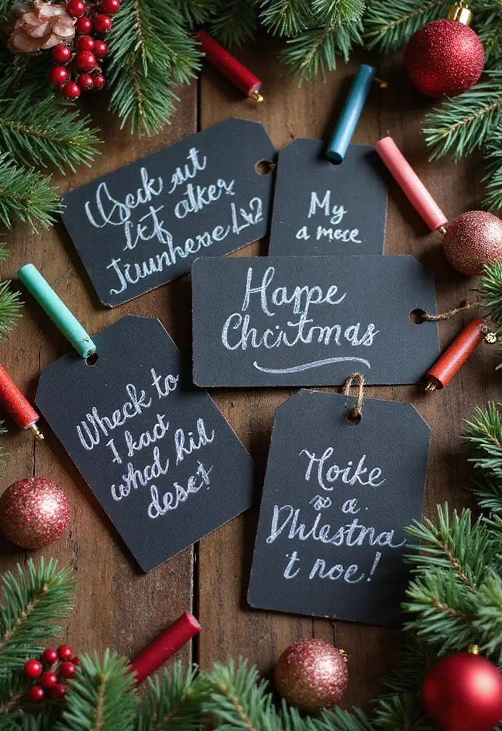 25 Creative Christmas Gift Tag Ideas You Can DIY - 8. Chalkboard Tags