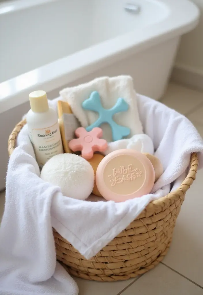 15 Baby Shower Crate Gift Basket Ideas to Try - 2. Natural Bath Time Bliss Basket