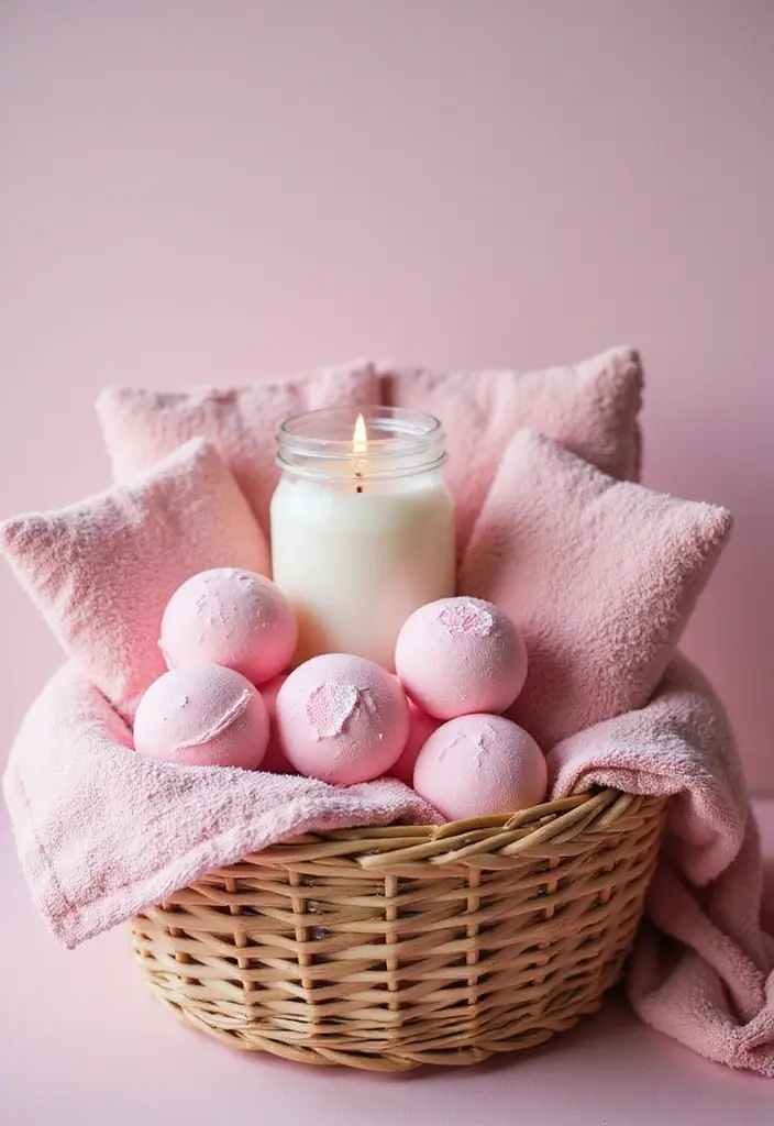 15 Pretty Pink Gift Basket Ideas for Any Occasion - 2. Spa Day Indulgence Basket