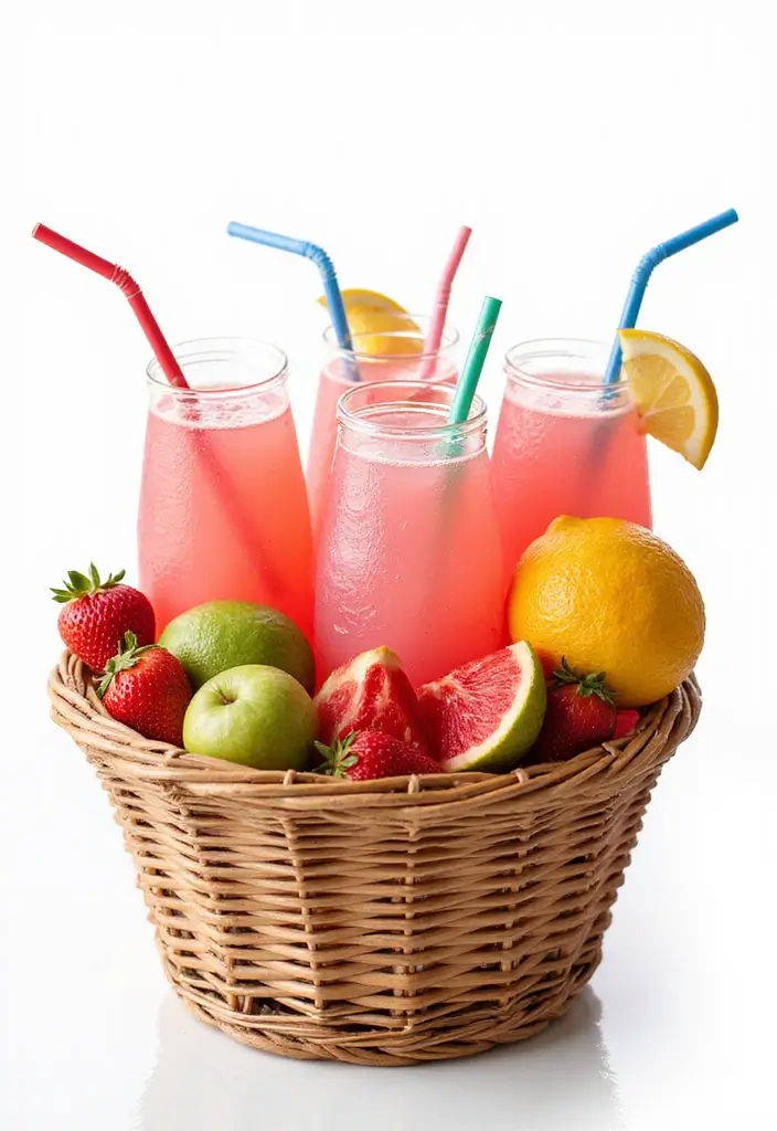 15 Pretty Pink Gift Basket Ideas for Any Occasion - 6. Delicious Pink Drinks Basket