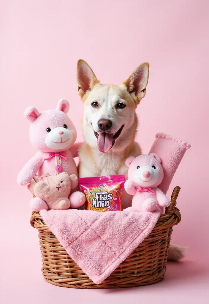 15 Pretty Pink Gift Basket Ideas for Any Occasion - 9. Pink Pet Lovers Basket